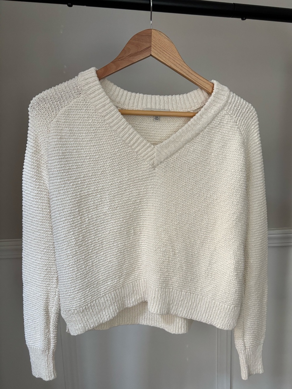 Madewell V-Neck Textured Cream Sweater Size XXS